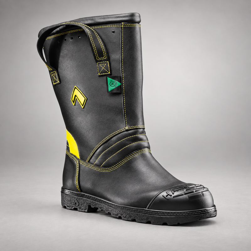 HAIX Fire Hunter Xtreme structural firefighting boot, angled front view