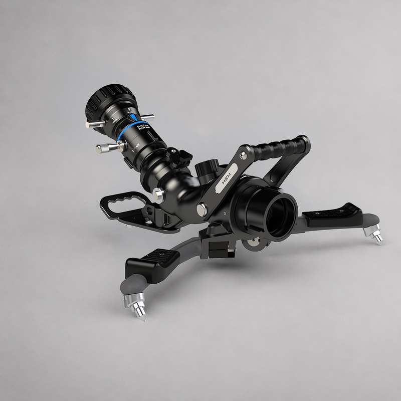 HEN TITAN FLASH portable fire monitor showing inlet, folding legs and carry handle