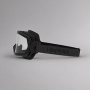 Side view of HexArmor FireArmor MX600 goggle with adjustable HexArmor cloth strap