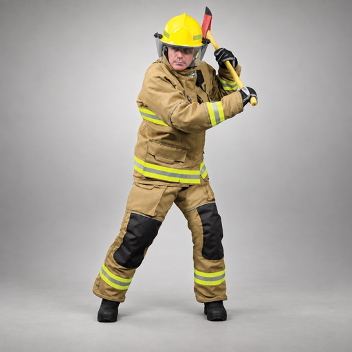 Firefighter wearing INNOTEX RDG40 turnout pants with reinforced knees and reflective trim