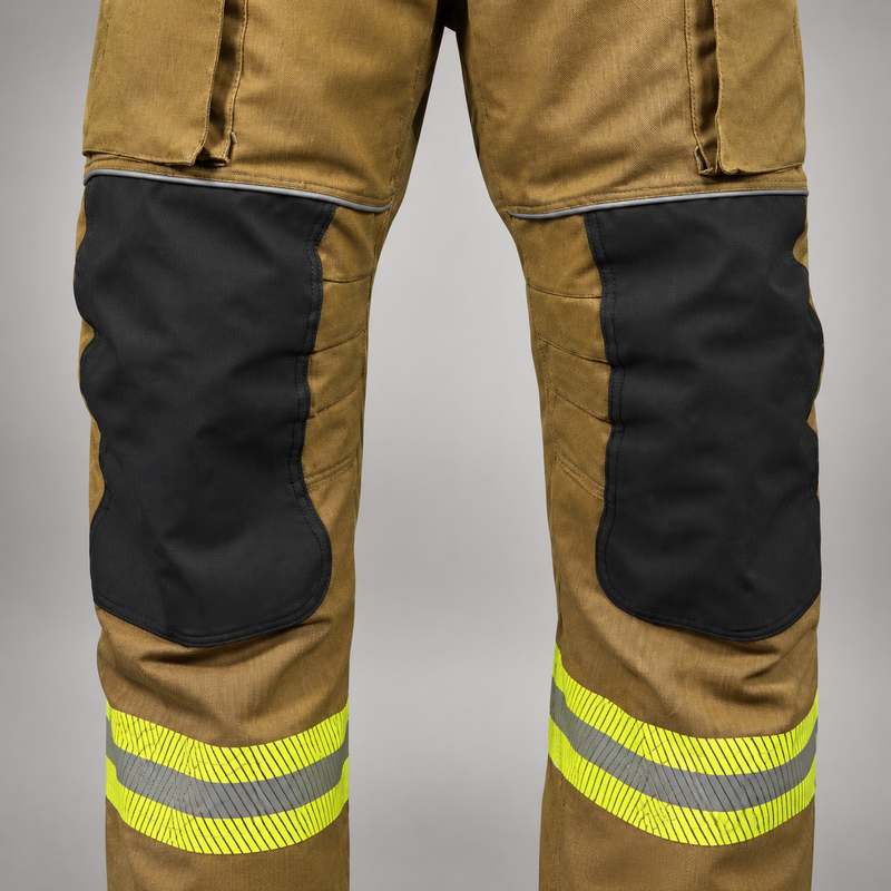 INNOTEX RDG40 turnout pants showing reinforced knee panels and reflective lower-leg trim