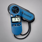 Kestrel 1000 wind meter with its protective cover and lanyard