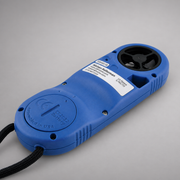 Rear view of the blue Kestrel 1000 wind meter and battery compartment