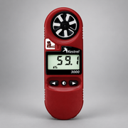 Red Kestrel 3000 weather meter showing its impeller, display, and controls