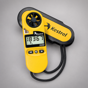 Kestrel 3500 weather meter with its protective cover and lanyard