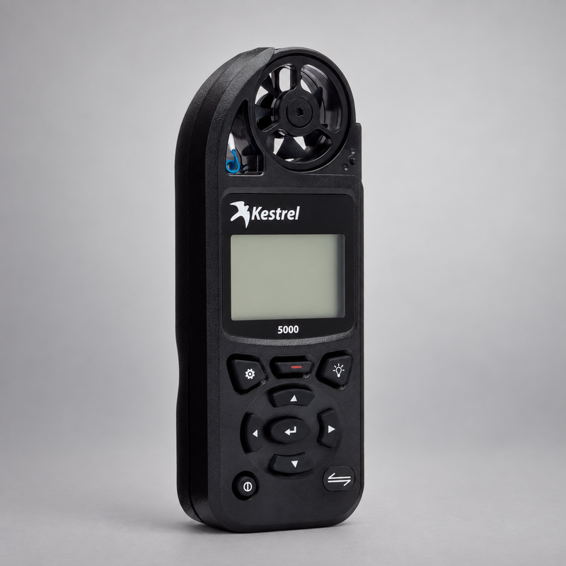 Angled front view of the black Kestrel 5000 environmental meter