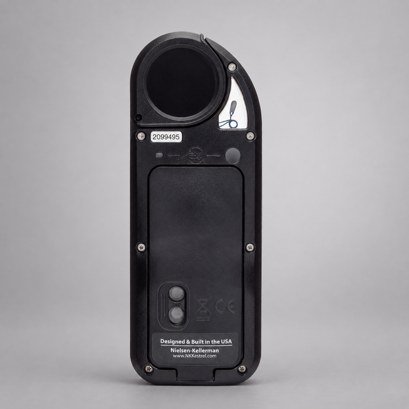 Rear view of the black Kestrel 5000 and battery compartment