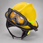 Yellow MSA Cairns 660C Metro composite fire helmet with ESS goggles
