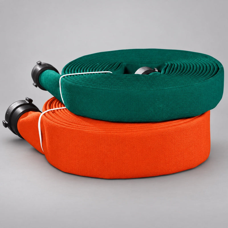 NIEDNER 800 double-jacket attack hose coils in green and orange