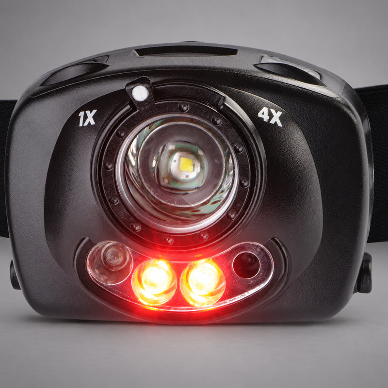 Pelican 2720 headlamp with red night-vision LEDs illuminated