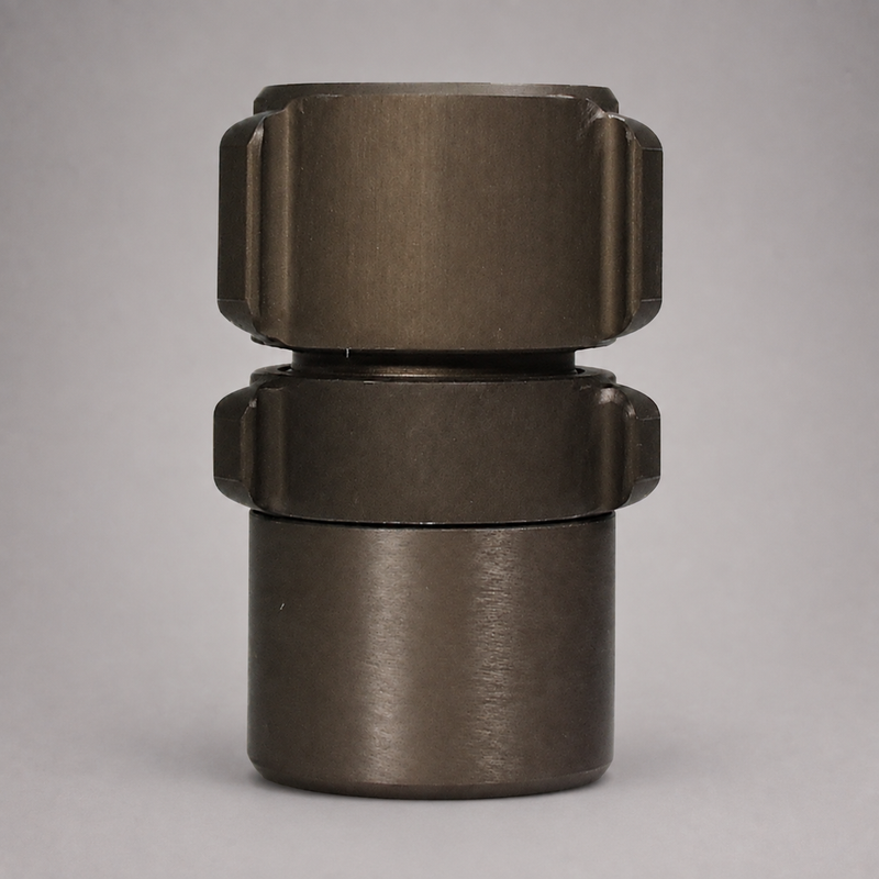 Alt text: Close-up of a Red Head Brass expansion ring fire hose coupling with rocker lugs