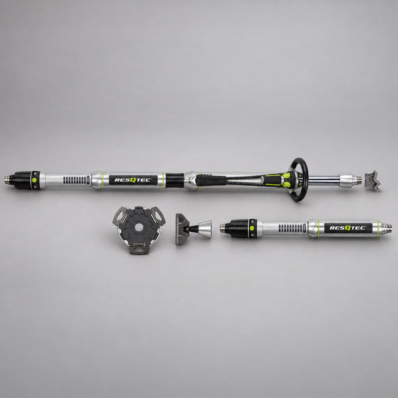 RESQTEC V-Series EDD ram displayed with extension and attachment configurations