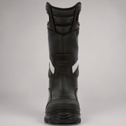 Front view of Rocky Code Red Structure RKD0087 firefighter boot with pull handles and reflective accent