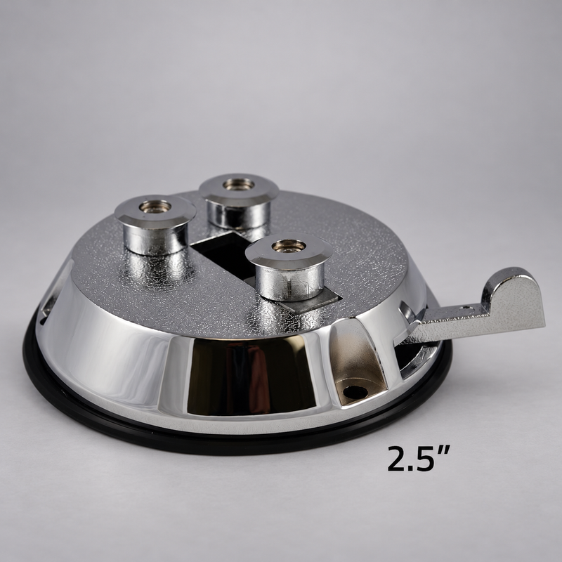 South Park Quic-Loc 2½-inch chrome nozzle mounting plate on light gray background