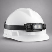 Streamlight Sledge headlamp mounted on a white hard hat