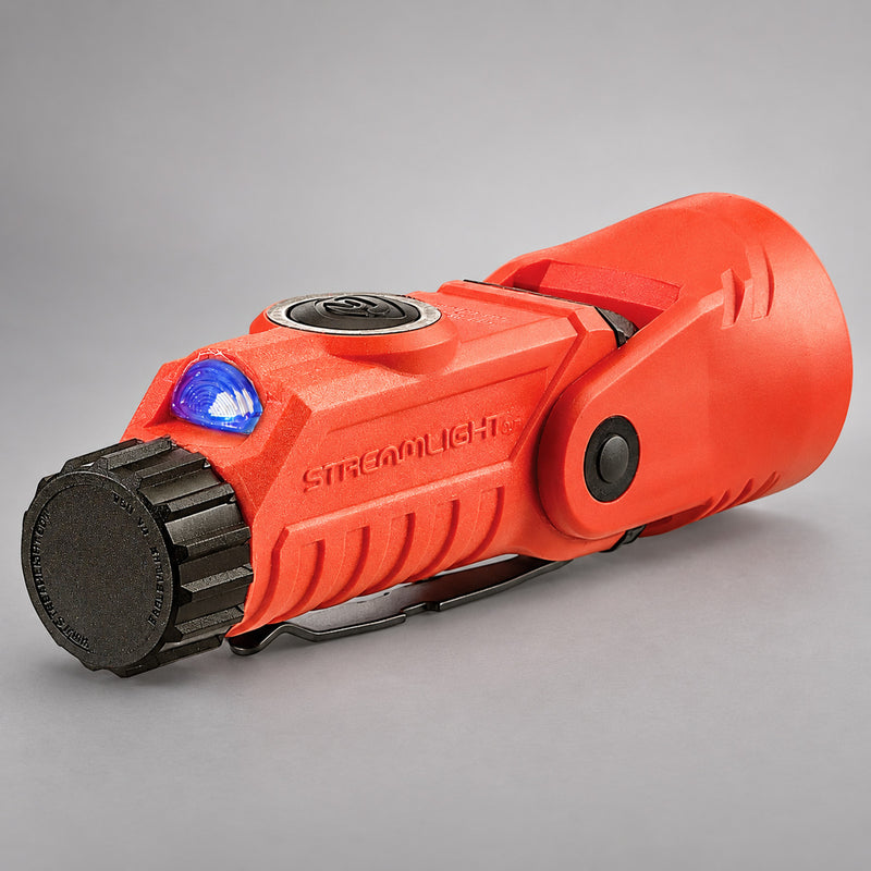 Rear view of Streamlight Vantage 180 X with blue safety taillight