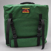 Front view of the closed forest-green Strike Team Fed Wildland Hose Pack with molded handle, webbing and quick-release buckles.