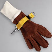 Strike Team firefighter glove holder with adjustable nylon strap, D-ring and snap attachment