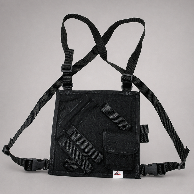 Strike Team firefighter radio holder with adjustable neck and chest harness