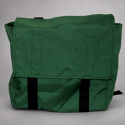 Front view of the closed green Strike Team Riverside Hose Pack with protective flap and black reinforcement webbing.