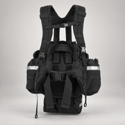 Rear view of True North Bushwhacker pack showing H-style harness