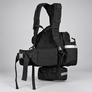 Rear view of True North Fireball pack showing shoulder harness and waist belt