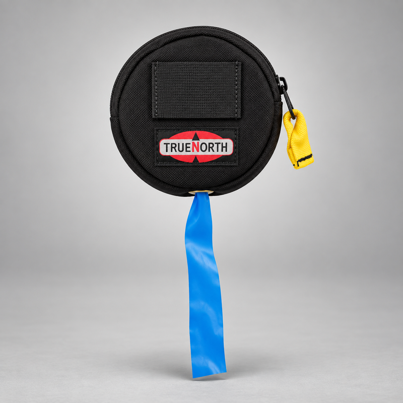 True North flagging tape dispenser with blue flagging tape