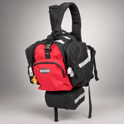Three-quarter view of red True North Spitfire wildland pack