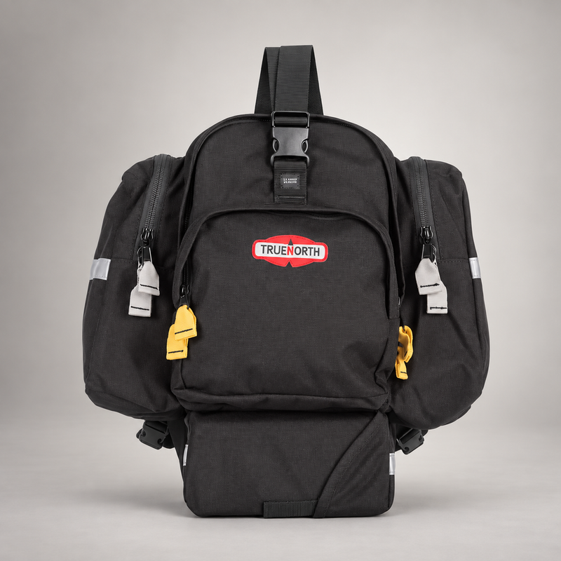 True North Spitfire wildland firefighting pack in black, front view