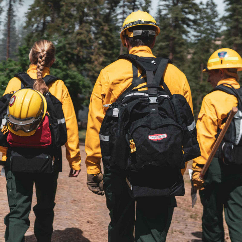 Wildland firefighters wearing True North Spitfire packs