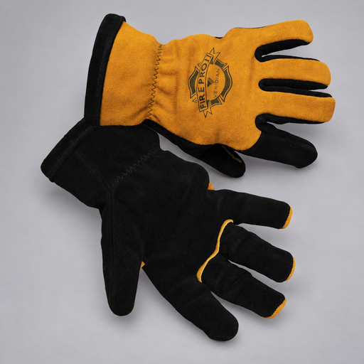 Pair of Veridian Fire Pro II structural firefighting gloves on a light gray studio background