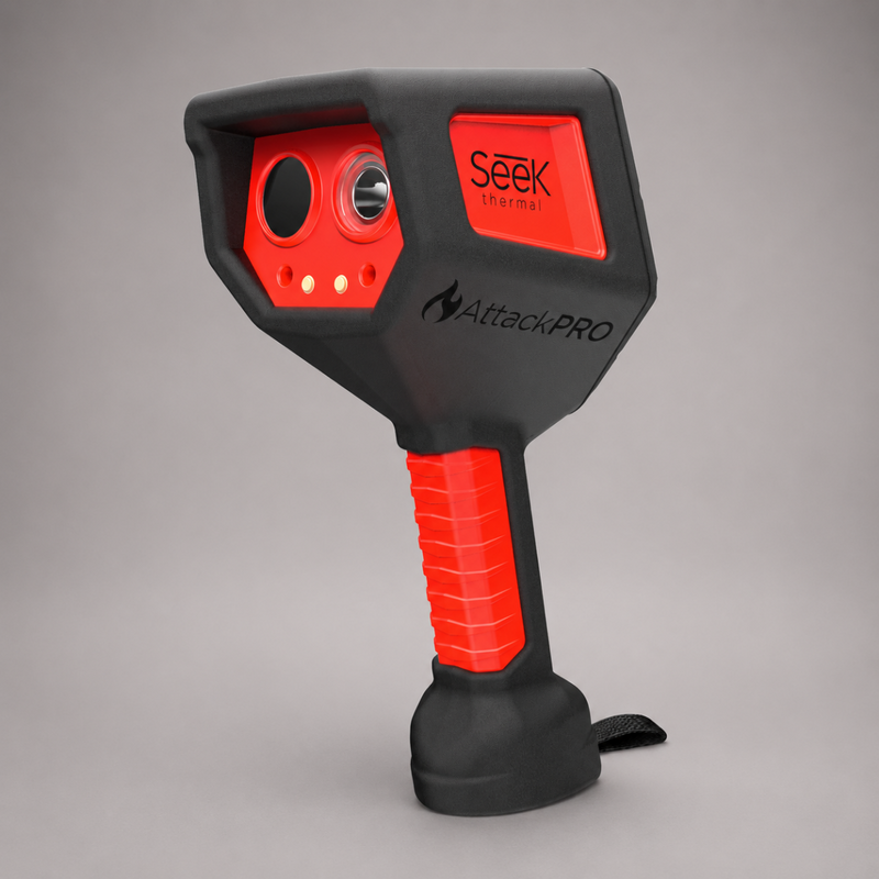 Seek AttackPRO 300 thermal imaging camera showing thermal sensor and integrated LED flashlight
