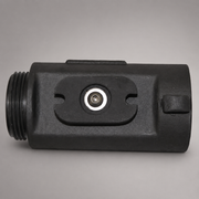 Top view of wildland fire hose line tee valve and shutoff handle