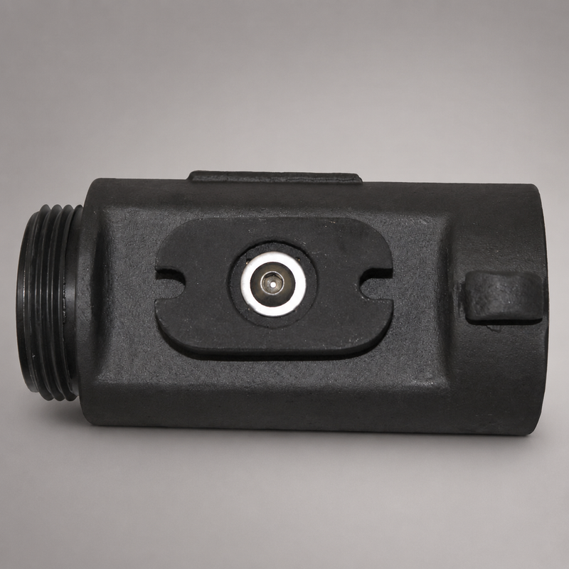 Top view of wildland fire hose line tee valve and shutoff handle
