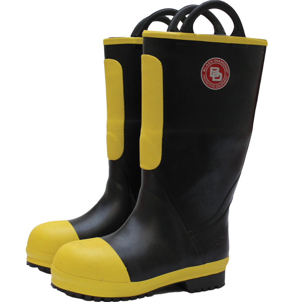 Black Diamond Firefighter Boots Mens 9.5M Black Yellow NFPA Structural Rubber black diamond fire boots products for sale | eBay main image 2