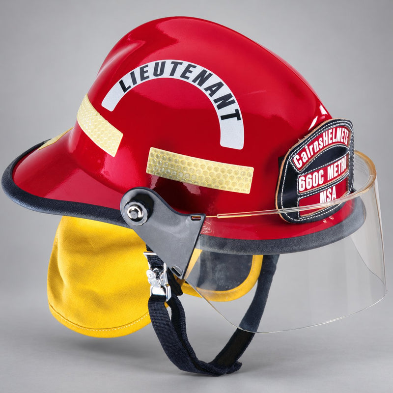 Lieutenant helmet crescent on a red Cairns helmet; helmet not included