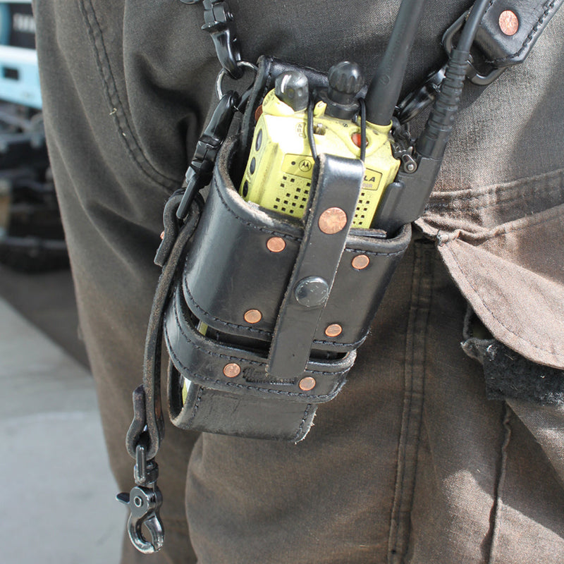 Hoseman Leather Firefighter Radio Strap & Holder