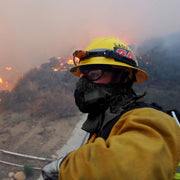 Hot Shield HS-2 face mask worn during wildland firefighting