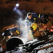 Streamlight Portable Scene Light illuminating a nighttime rescue work area