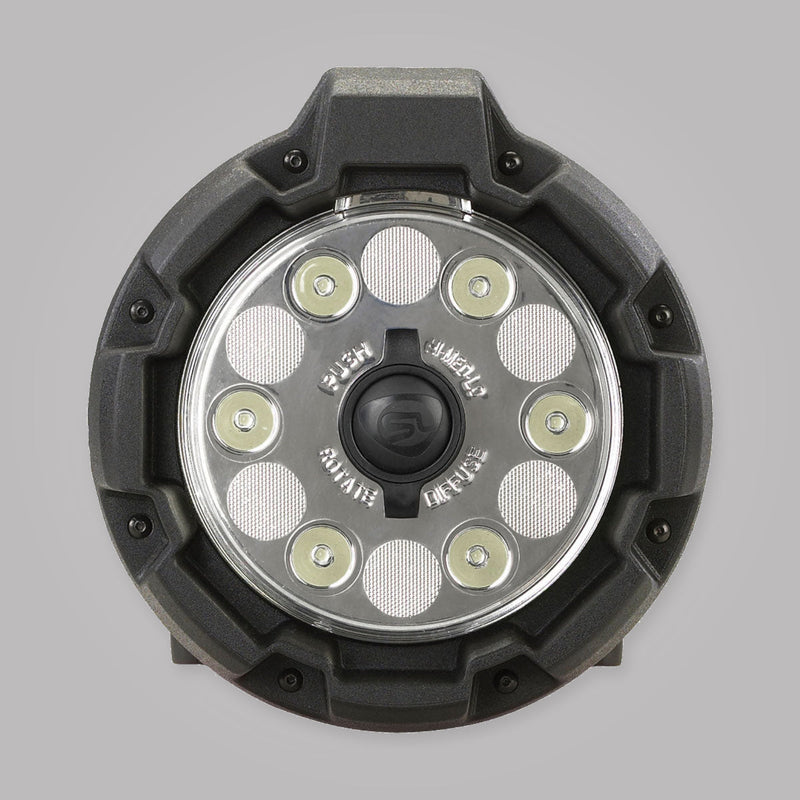 Front view of the six-LED Streamlight Portable Scene Light head and rotating diffuser