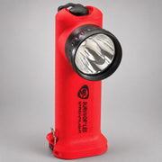 Orange Streamlight Survivor LED right-angle light, front three-quarter view